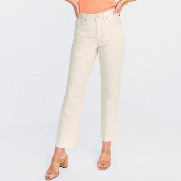 NWT J.Crew Mid-Rise Classic Straight 90's Jeans Natural Ecru Beige Women Tall 25 - Picture 1 of 9